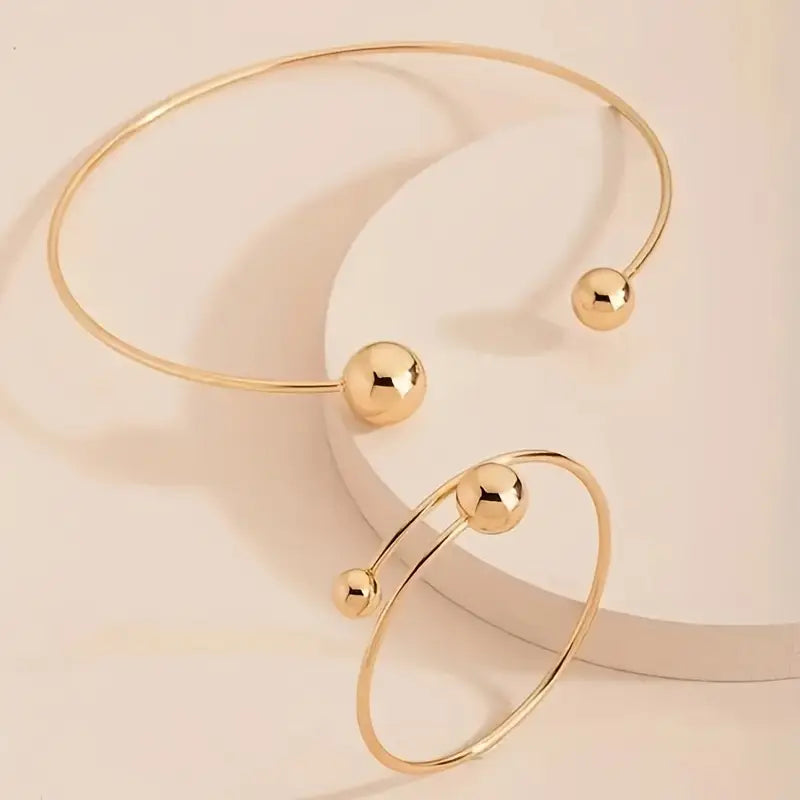 Set de gargantilla y brazalete Brillo | Oro