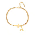 Pulsera Cruz con inicial | Oro