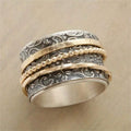 Anillo Rosa dorada antiguo | Oro y plata