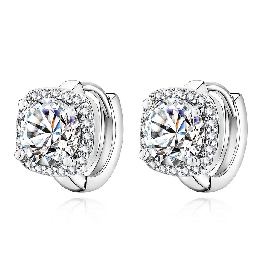 Pendientes cuadrados Nadia | Oro blanco