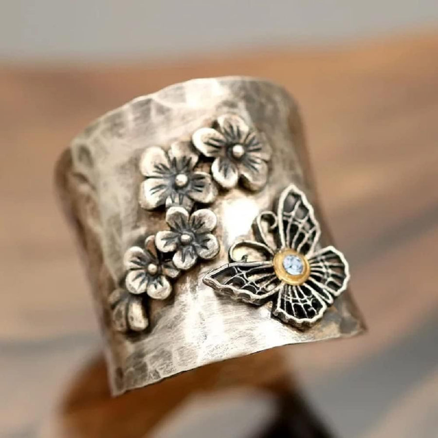 Anillo Flor bañado | Plata