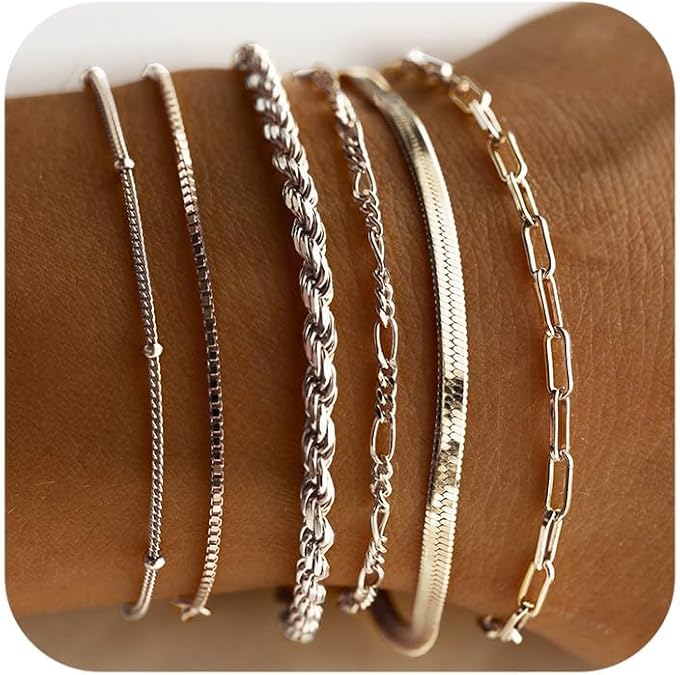 Set de pulseras Isabela | Oro blanco