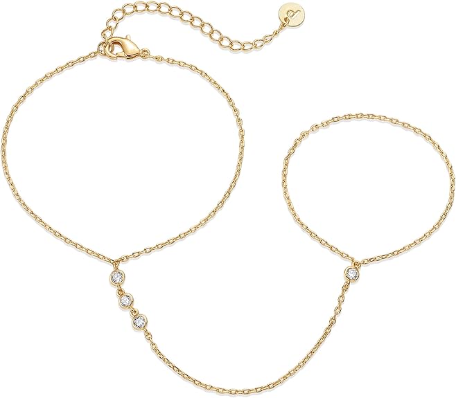 Pulsera esclava de mano con cuentas | Oro