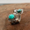 Anillo ajustable con doble turquesa