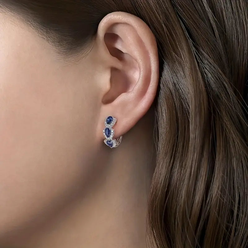 Pendientes Zafiro Real | Oro blanco