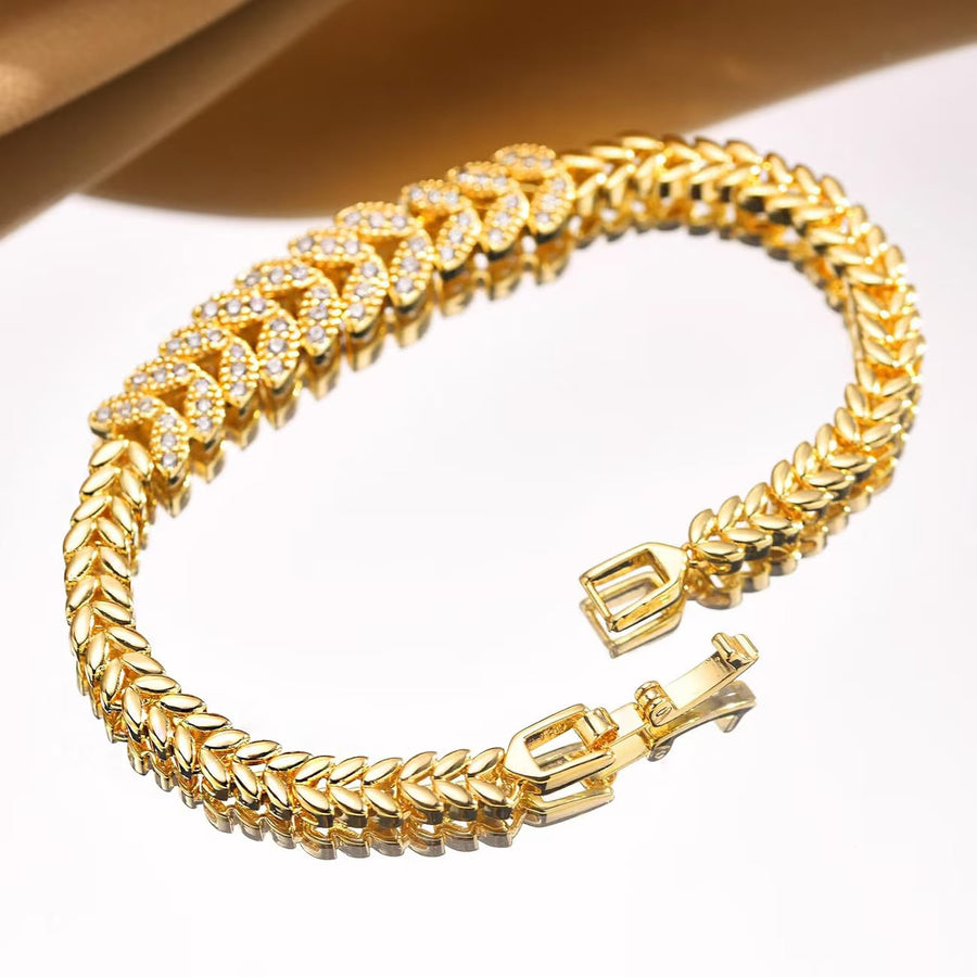 Pulsera tenis Hoja Eterna | Oro