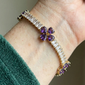 Pulsera Trébol y Corazón de amatista | Oro