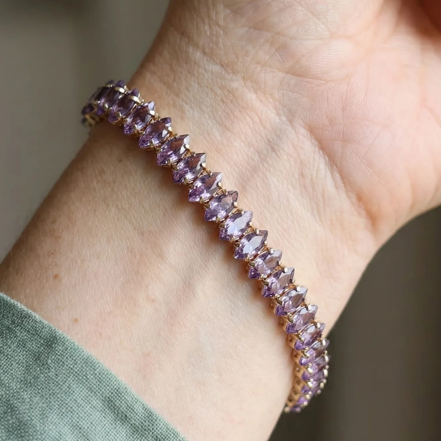 Pulsera tenis marquesa de amatista | Oro