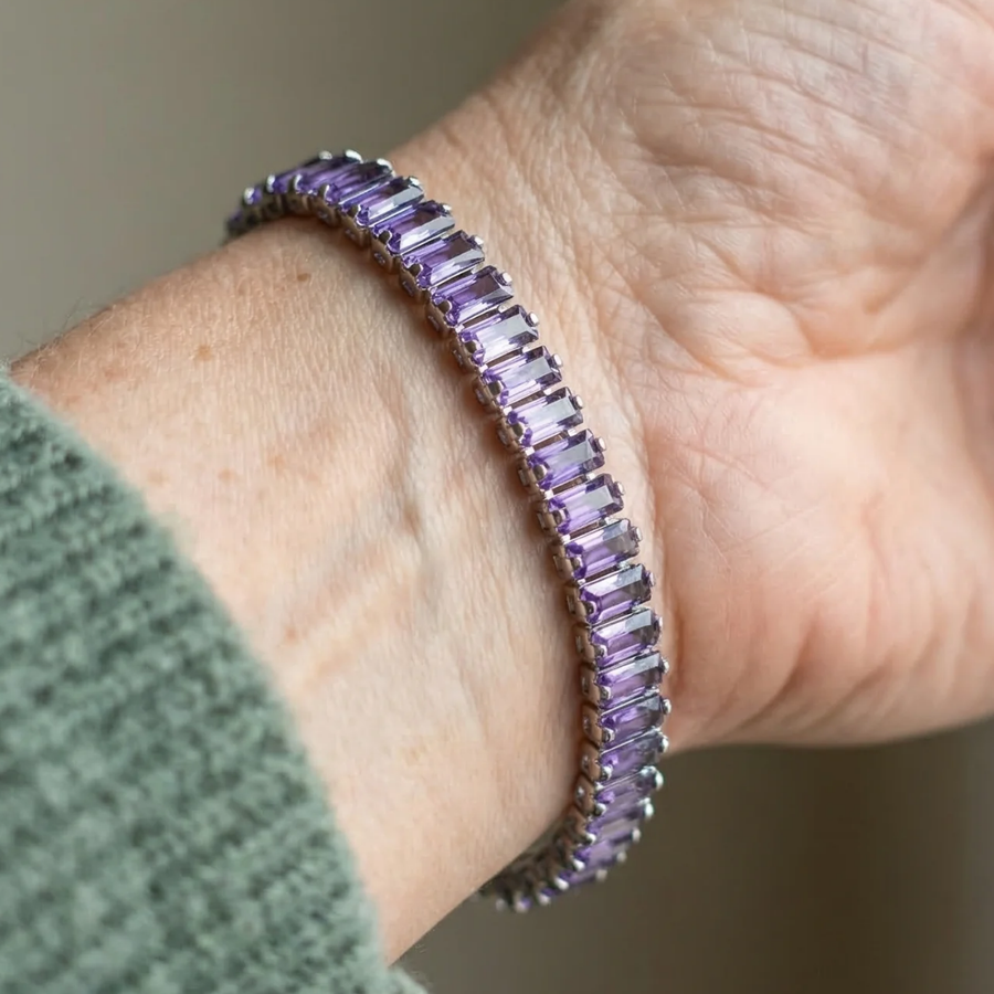 Pulsera tenis Verdea de amatista | Oro blanco