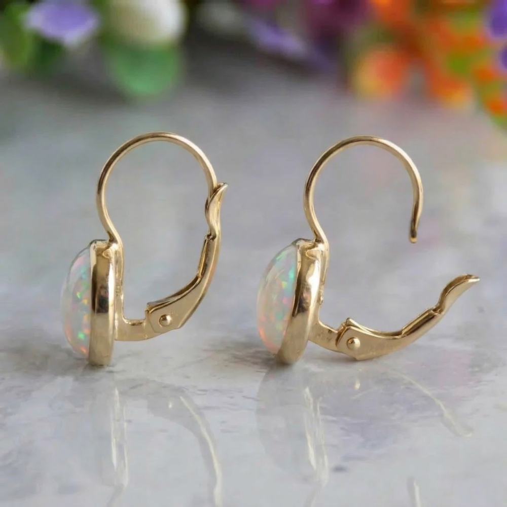 Pendientes antiguos Brillo de Ópalo | Oro