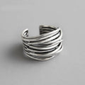 Anillo ajustable en capas | Plata