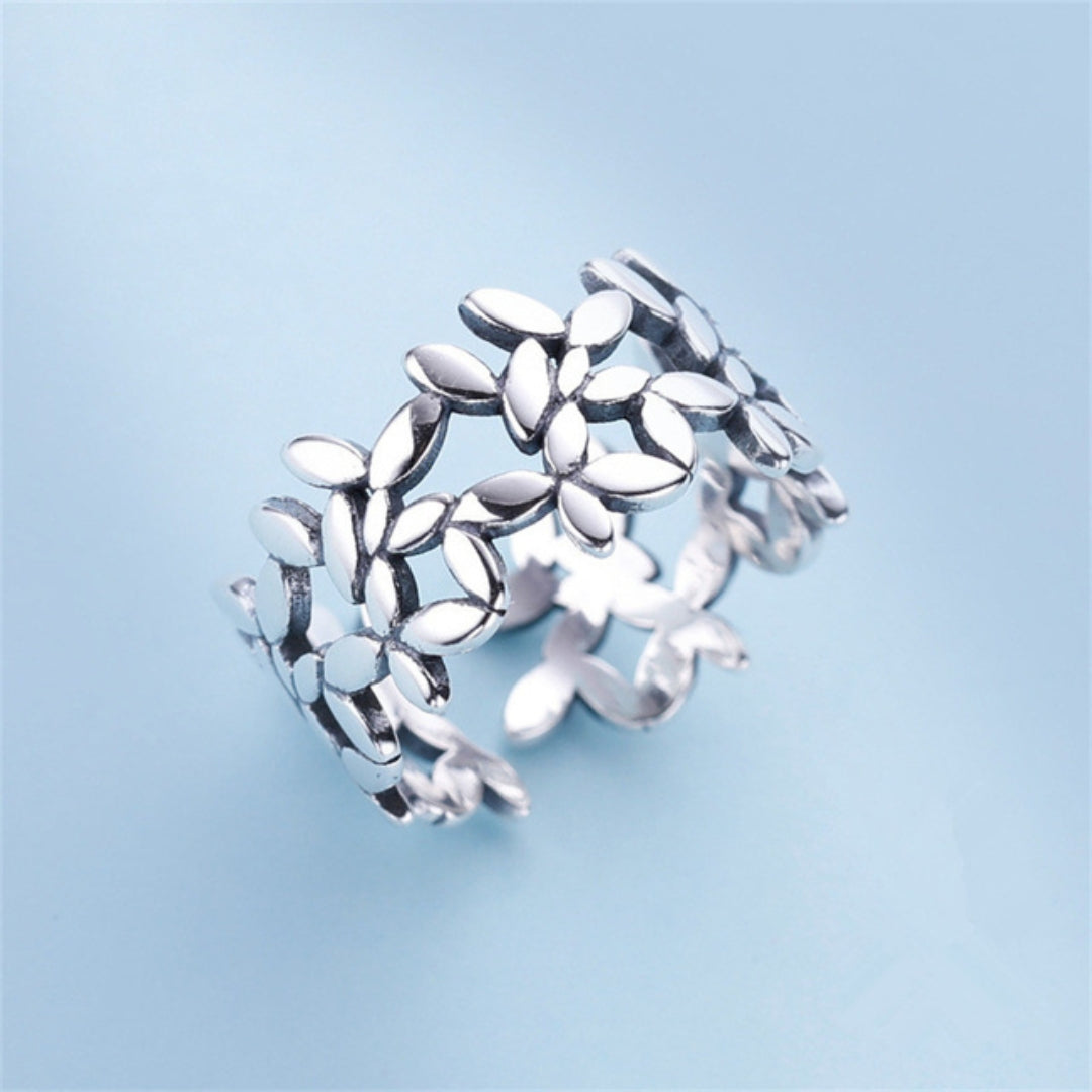 Anillo ajustable Hoja | Plata