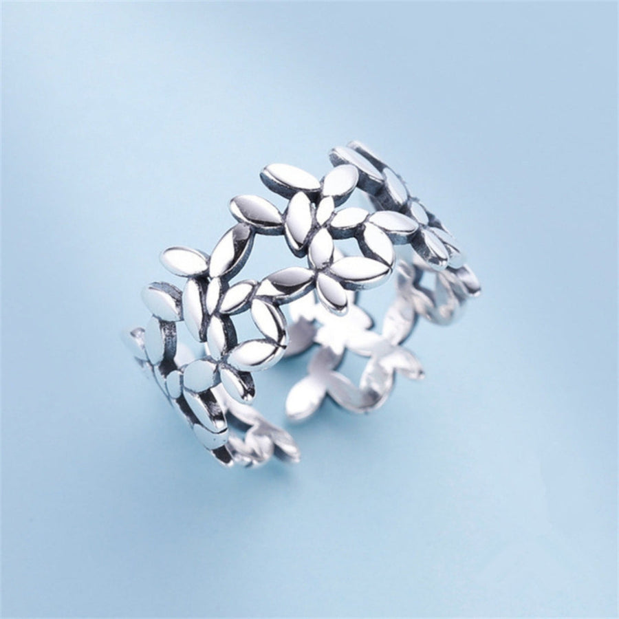 Anillo ajustable Hoja | Plata