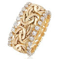 Anillo trenzado con circonitas | Oro