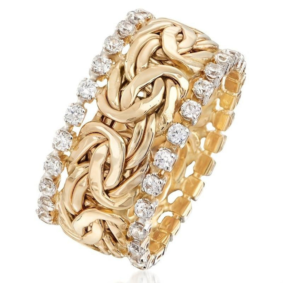 Anillo trenzado con circonitas | Oro