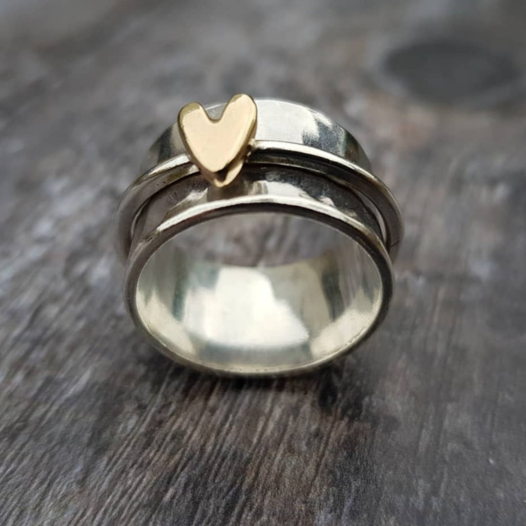 Anillo Corazón dorado | Plata
