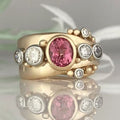 Anillo antiguo con circonita roja | Oro
