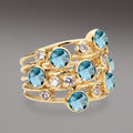 Anillo antiguo con circonita azul incrustada | Oro