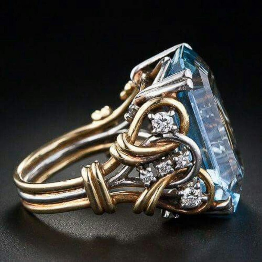 Anillo antiguo en capas con circonita azul | Oro