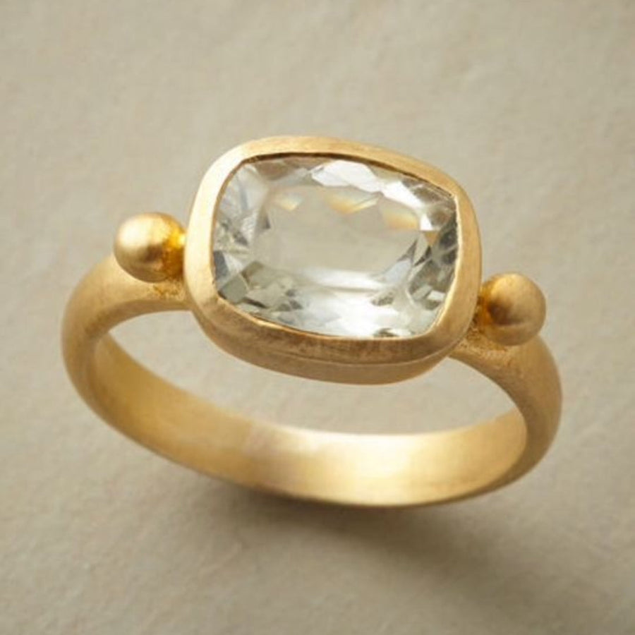 Anillo antiguo con cristal blanco | Oro