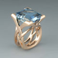 Anillo antiguo con circonita azul | Oro rosa