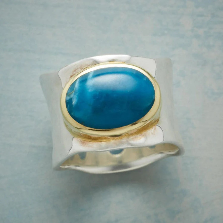 Anillo antiguo con piedra azul oval | Plata