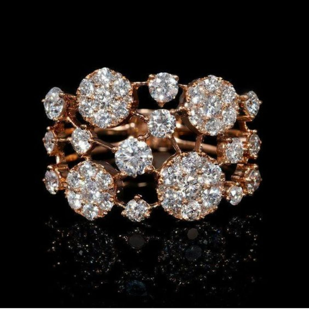 Anillo antiguo con piedras brillantes | Oro rosa