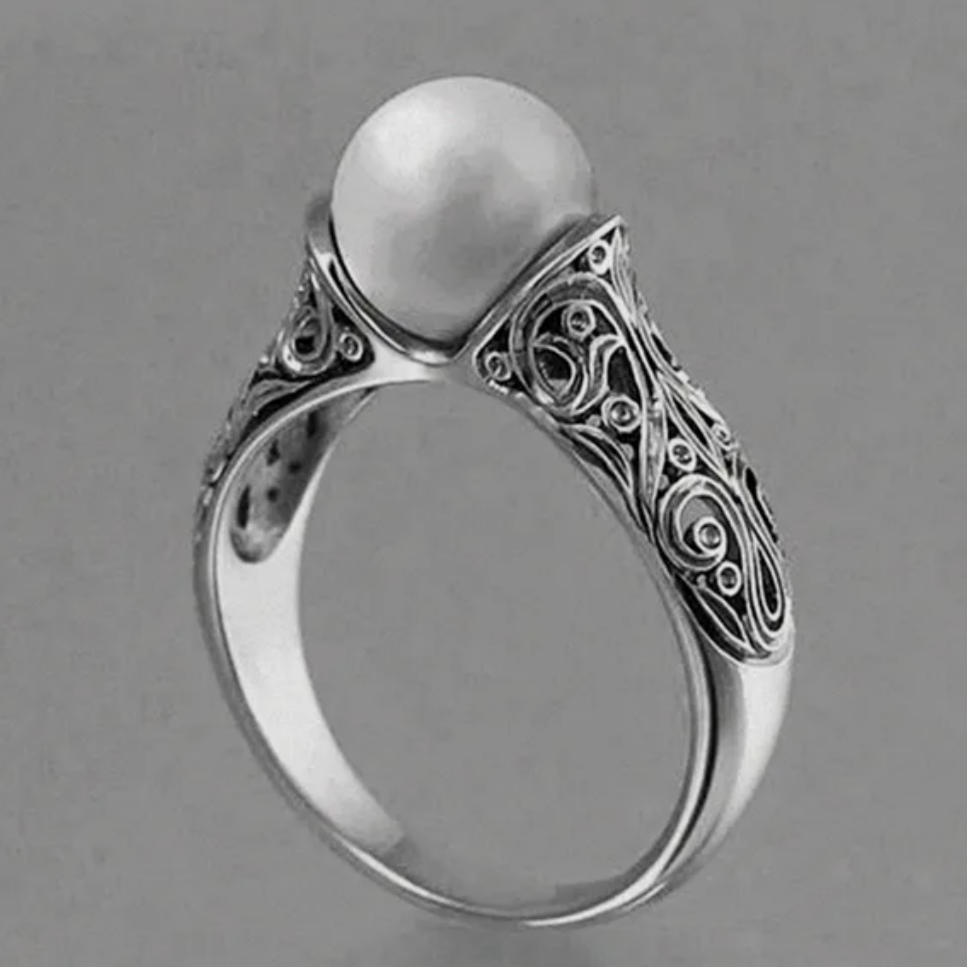Anillo antiguo con perla | Plata