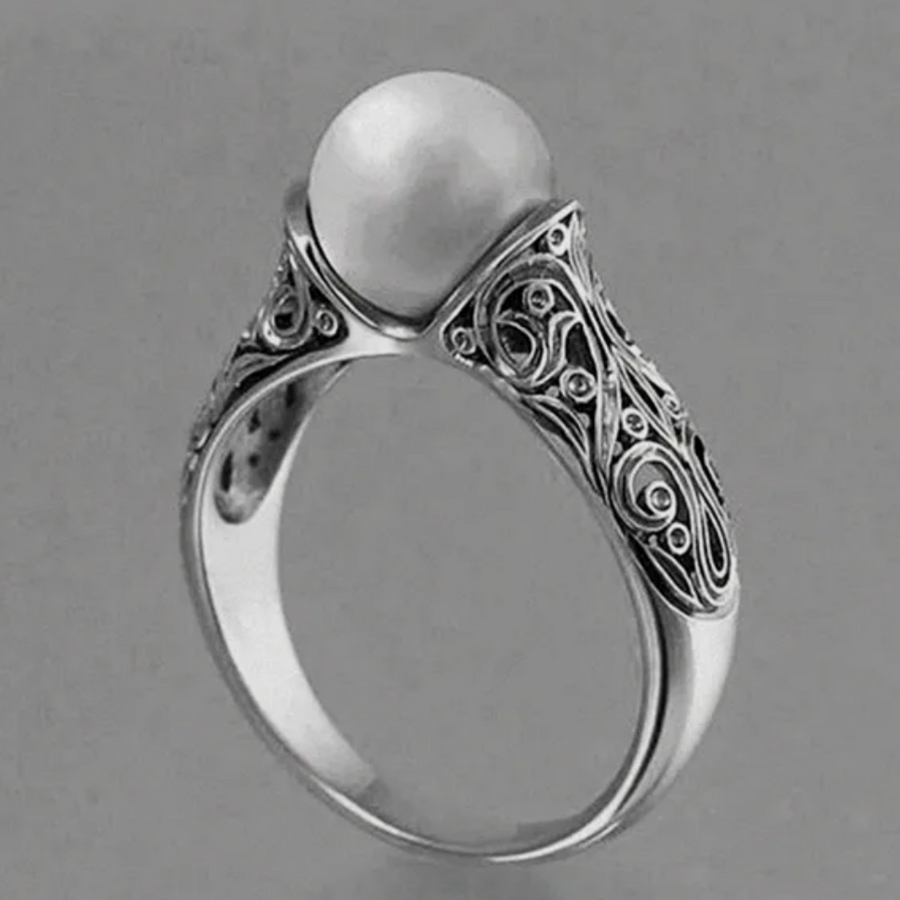 Anillo antiguo con perla | Plata