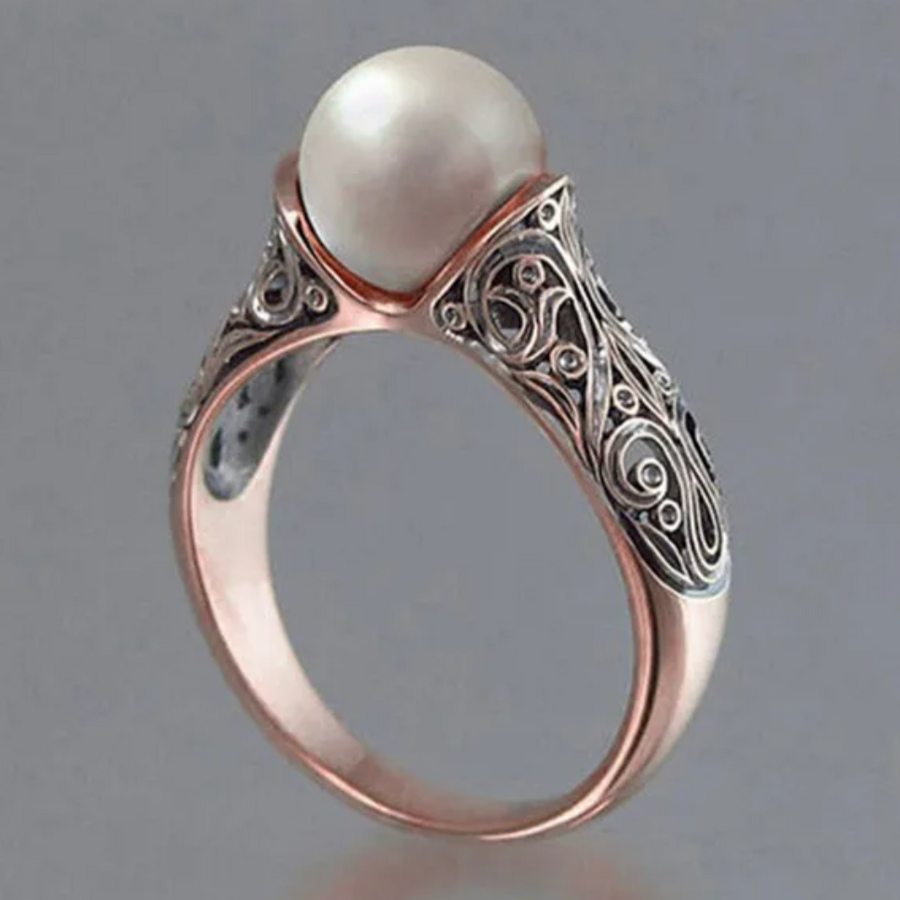 Anillo antiguo con perla | Oro rosa