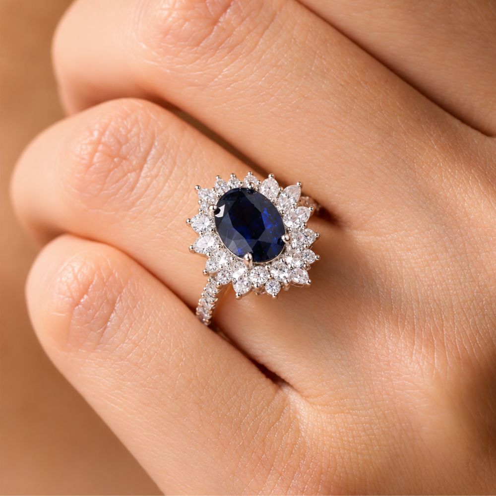 Anillo Viviana con zafiro