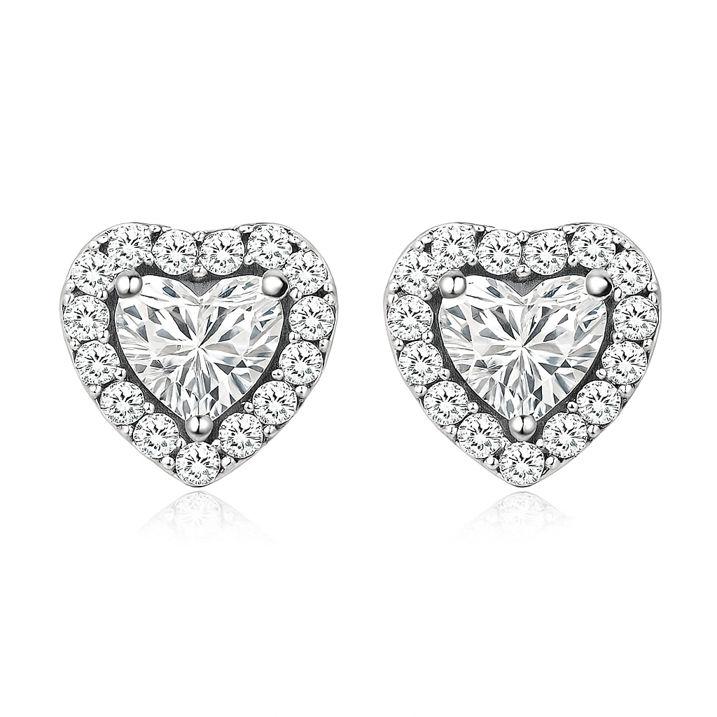 Pendientes Corazón de Luna | Oro blanco