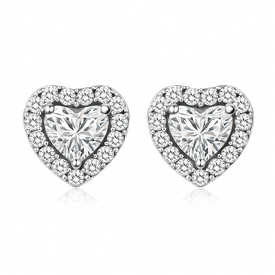 Pendientes Corazón de Luna | Oro blanco