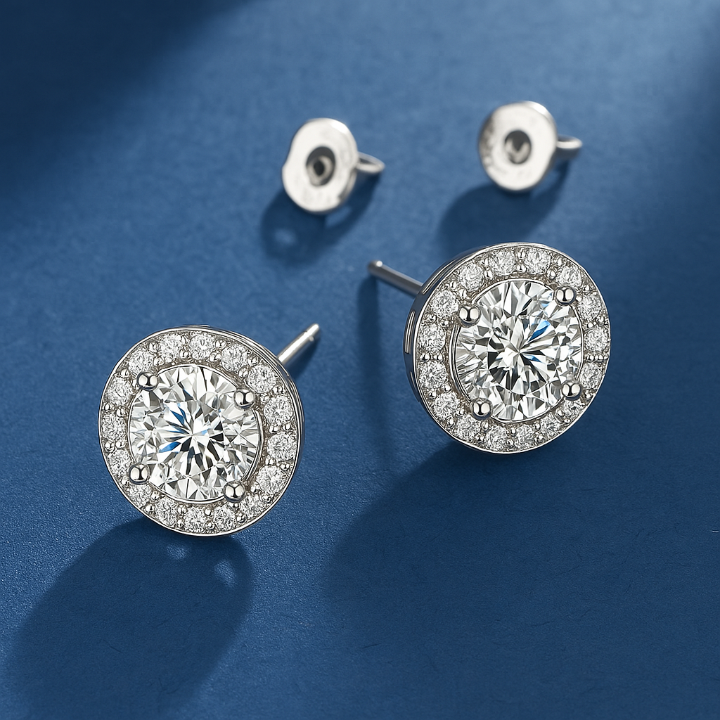 Pendientes redondos Glamour | Oro blanco