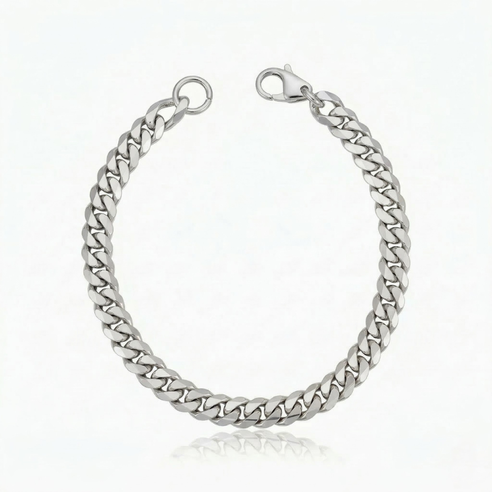 Pulsera cubana Herencia | Oro blanco