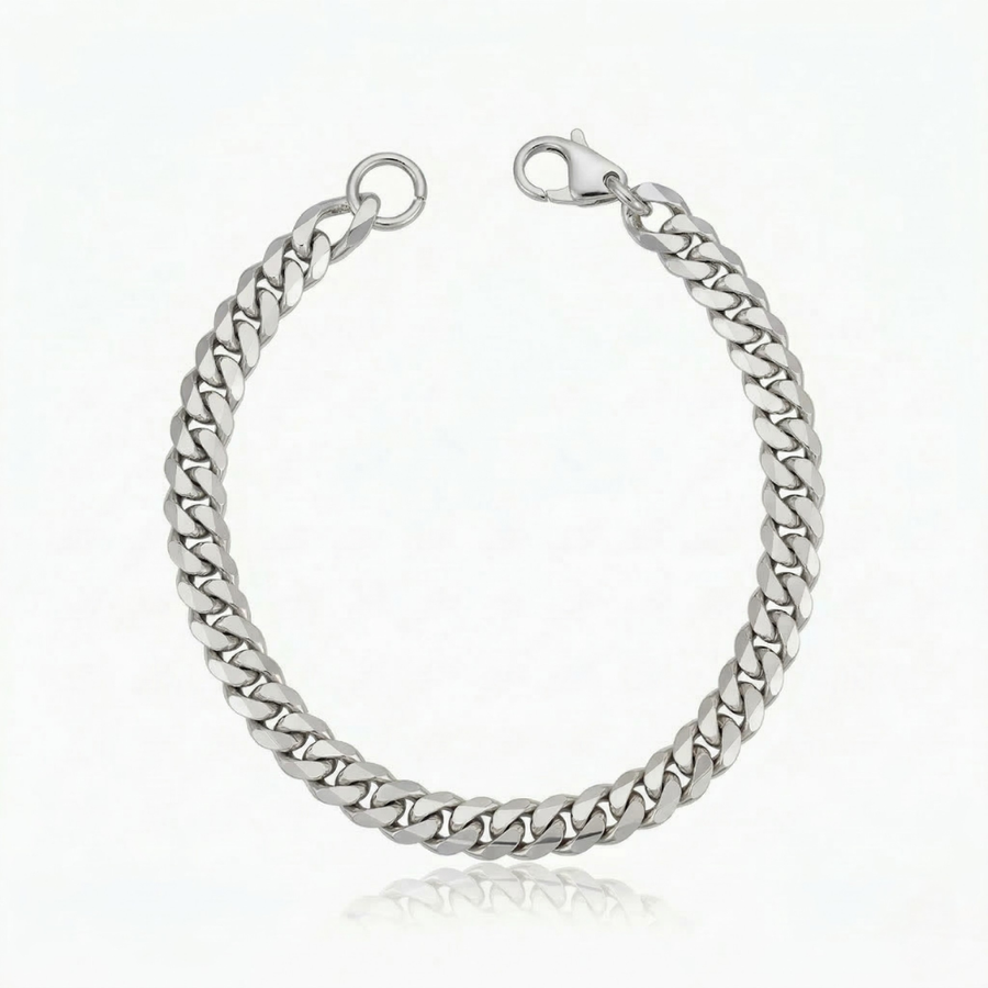 Pulsera cubana Herencia | Oro blanco