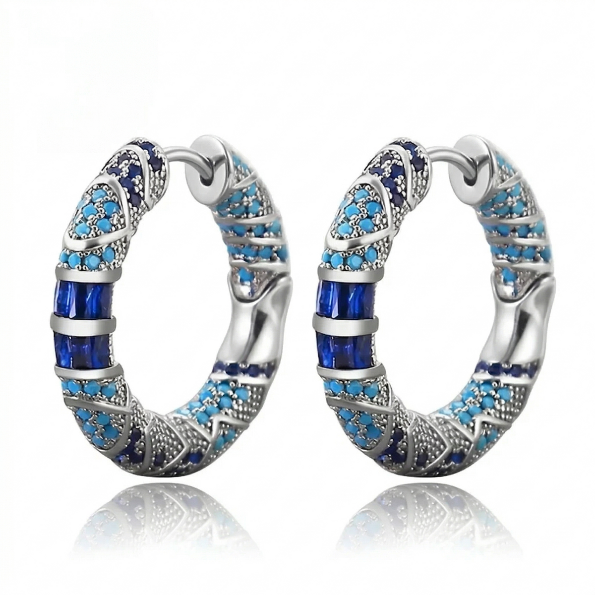 Pendientes de aro Destello Helado | Oro blanco