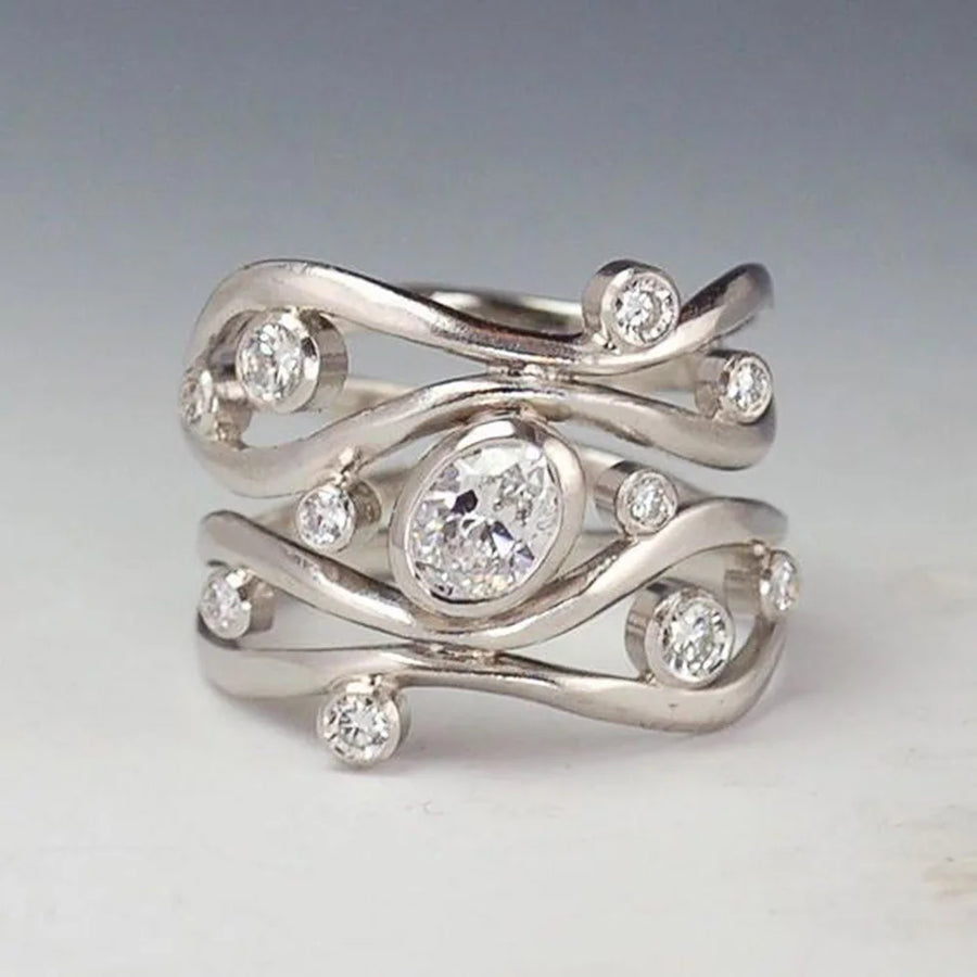 Anillo antiguo con circonitas | Plata