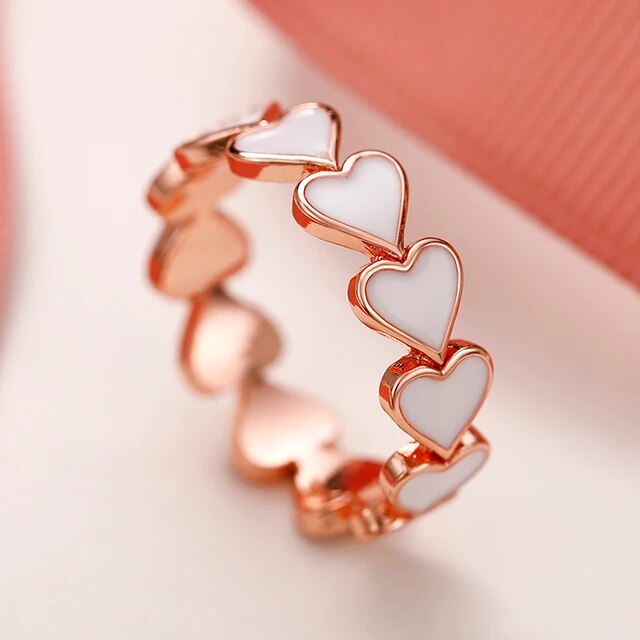 Anillo Corazón blanco | Oro rosa