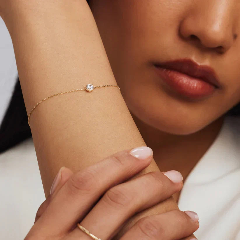 Pulsera Clara con moissanita | Oro