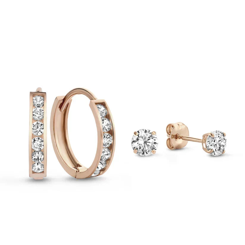 Set de pendientes Dara | Oro blanco