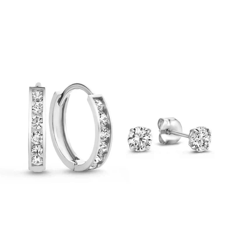 Set de pendientes Dara | Oro blanco