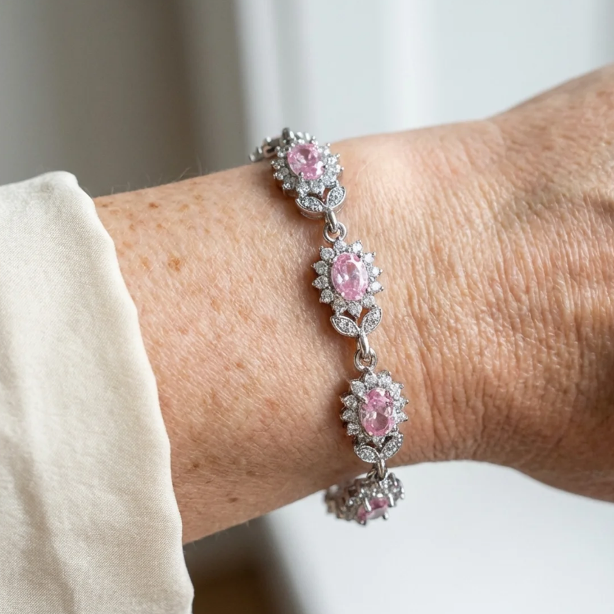 Pulsera Iris Rosa | Oro blanco
