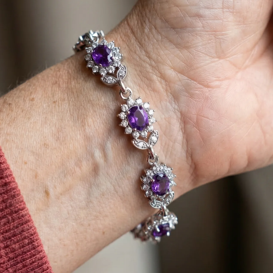 Pulsera Iris Violeta | Oro blanco