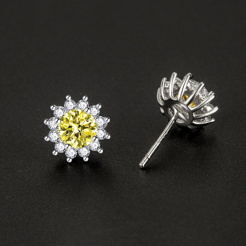 Pendientes Musa del Sol amarillo | Oro blanco