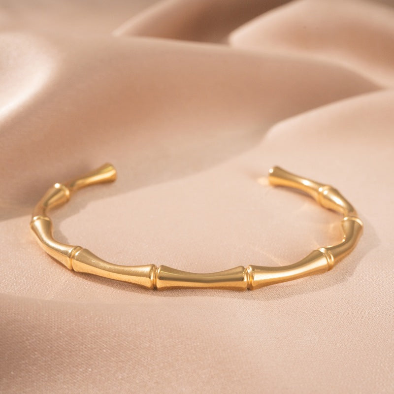 Brazalete Bambú | Oro blanco