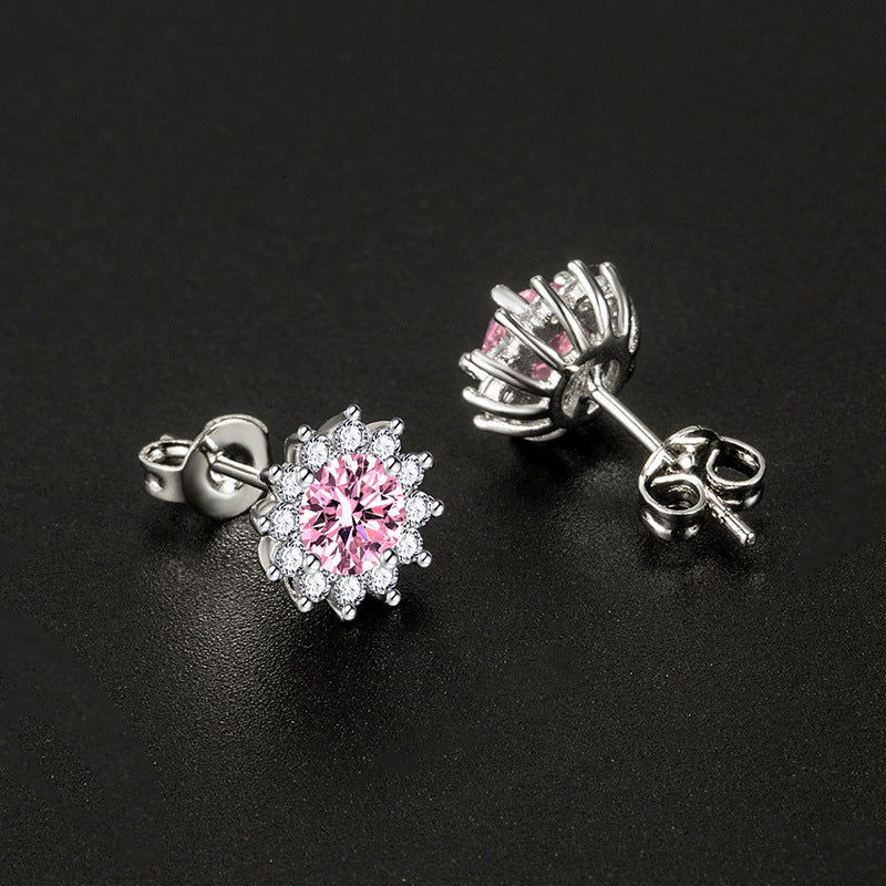 Pendientes Musa del Sol rosa | Oro blanco