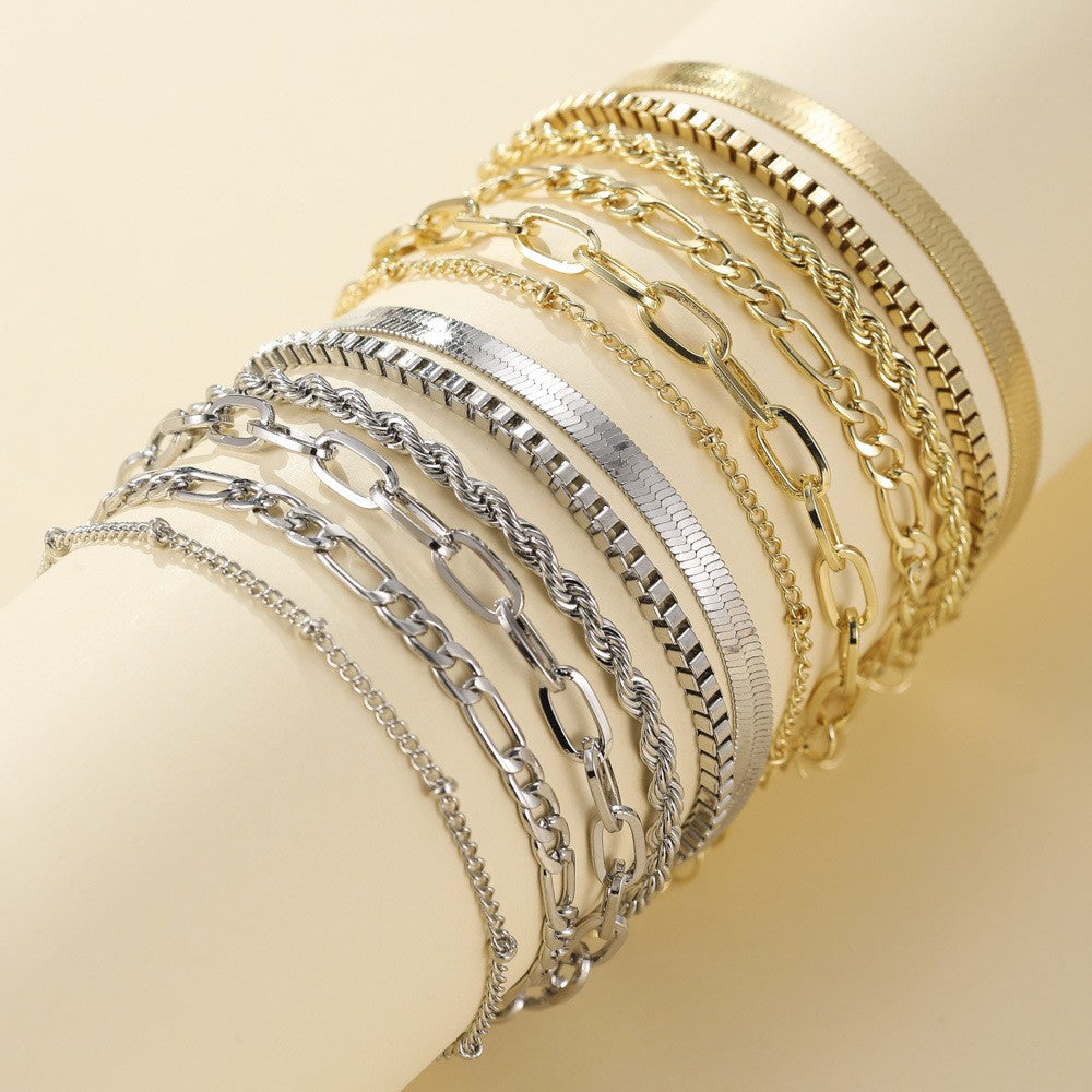 Set de pulseras Elena | Oro blanco