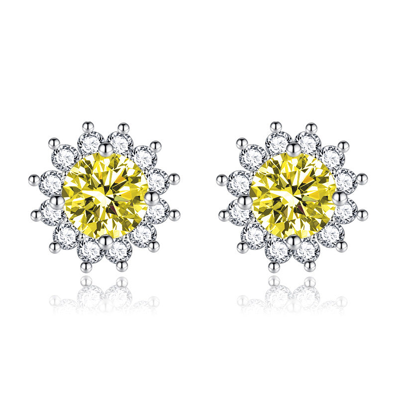 Pendientes Musa del Sol amarillo | Oro blanco