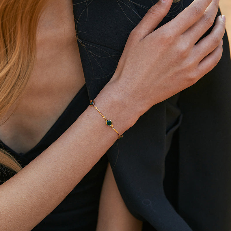 Pulsera cadena con esmeraldas | Oro